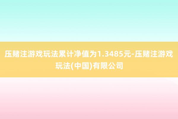 压赌注游戏玩法累计净值为1.3485元-压赌注游戏玩法(中国)有限公司