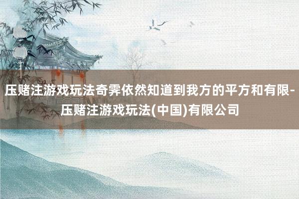 压赌注游戏玩法奇霁依然知道到我方的平方和有限-压赌注游戏玩法(中国)有限公司