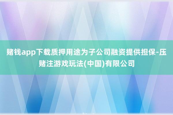 赌钱app下载质押用途为子公司融资提供担保-压赌注游戏玩法(中国)有限公司