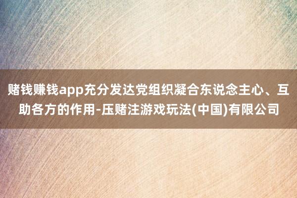 赌钱赚钱app充分发达党组织凝合东说念主心、互助各方的作用-压赌注游戏玩法(中国)有限公司