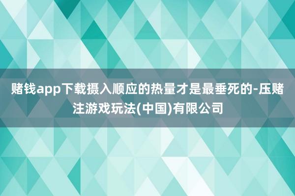 赌钱app下载摄入顺应的热量才是最垂死的-压赌注游戏玩法(中国)有限公司