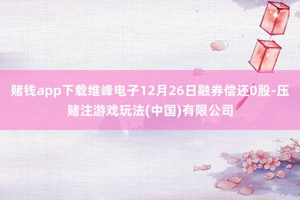 赌钱app下载维峰电子12月26日融券偿还0股-压赌注游戏玩法(中国)有限公司
