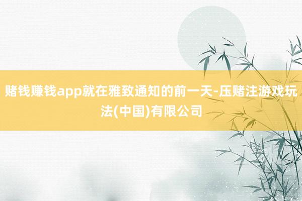 赌钱赚钱app就在雅致通知的前一天-压赌注游戏玩法(中国)有限公司