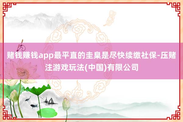 赌钱赚钱app最平直的圭臬是尽快续缴社保-压赌注游戏玩法(中国)有限公司