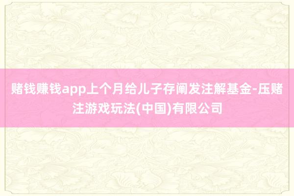 赌钱赚钱app上个月给儿子存阐发注解基金-压赌注游戏玩法(中国)有限公司